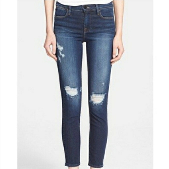 Frame Le High Skinny Baker Distressed Jeans Destroyed Wash SZ 25 - Picture 1 of 7